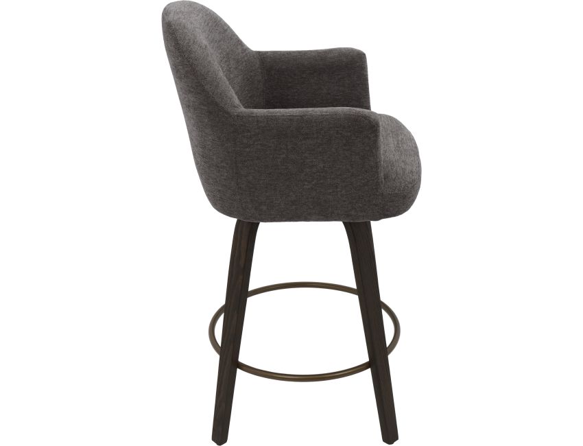 Torra 26" Counter Stool with Swivel, Set of 2 in Warm Charcoal and Dark Walnut - Image 6