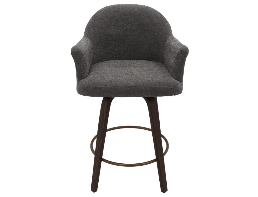 Torra 26" Counter Stool with Swivel, Set of 2 in Warm Charcoal and Dark Walnut - Image 5