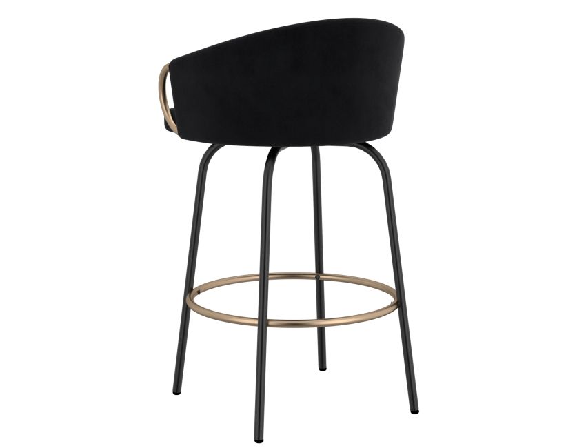 Lavo 26" Counter Stool with Swivel, Set of 2 in Black and Aged Gold - Image 7