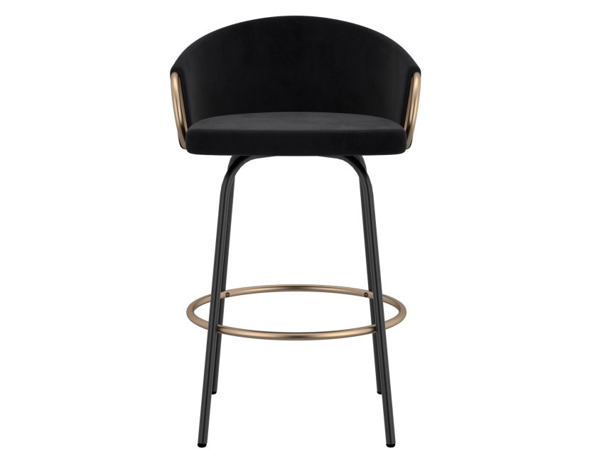 Lavo 26" Counter Stool with Swivel, Set of 2 in Black and Aged Gold - Image 6