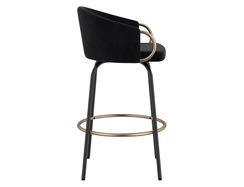 Lavo 26" Counter Stool with Swivel, Set of 2 in Black and Aged Gold - Image 5