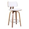 Zuni 26" Counter Stool with Swivel, PU in White PU and Walnut - Furniture Trends