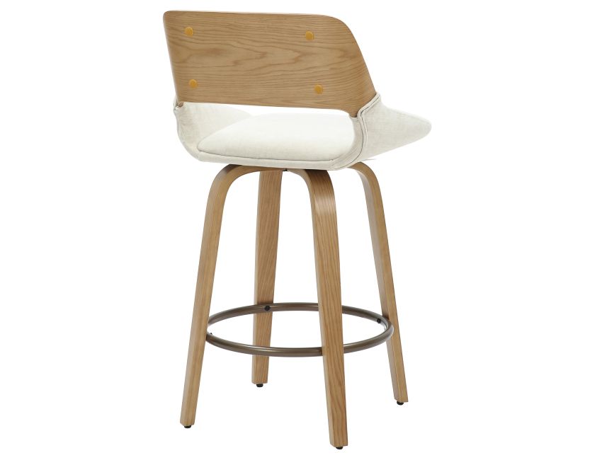 Hudson 26" Counter Stool with Swivel in Beige Fabric and Natural - Image 7