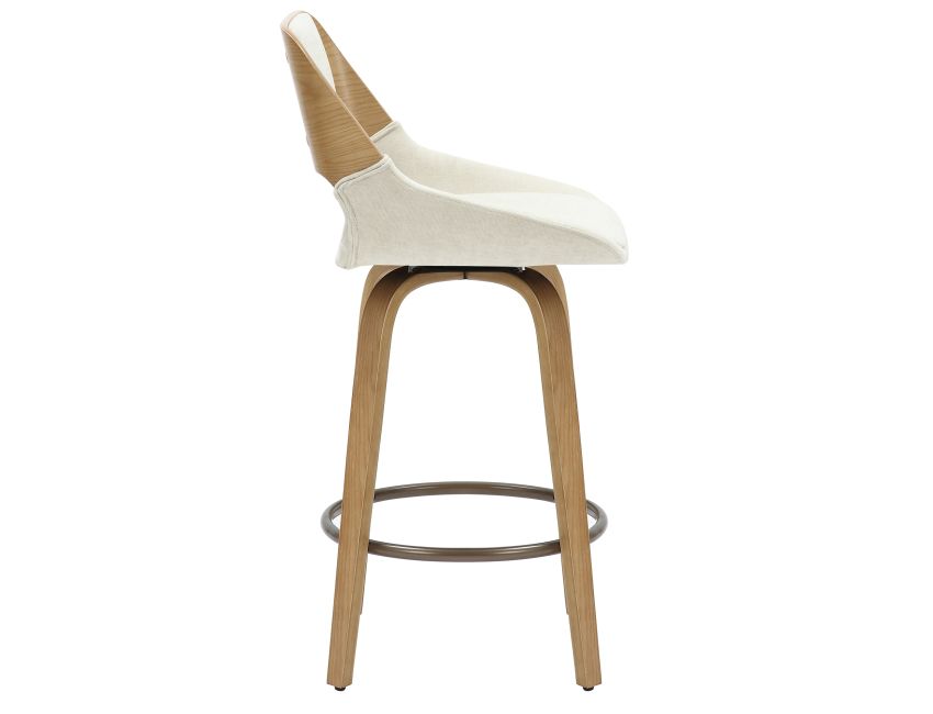 Hudson 26" Counter Stool with Swivel in Beige Fabric and Natural - Image 6