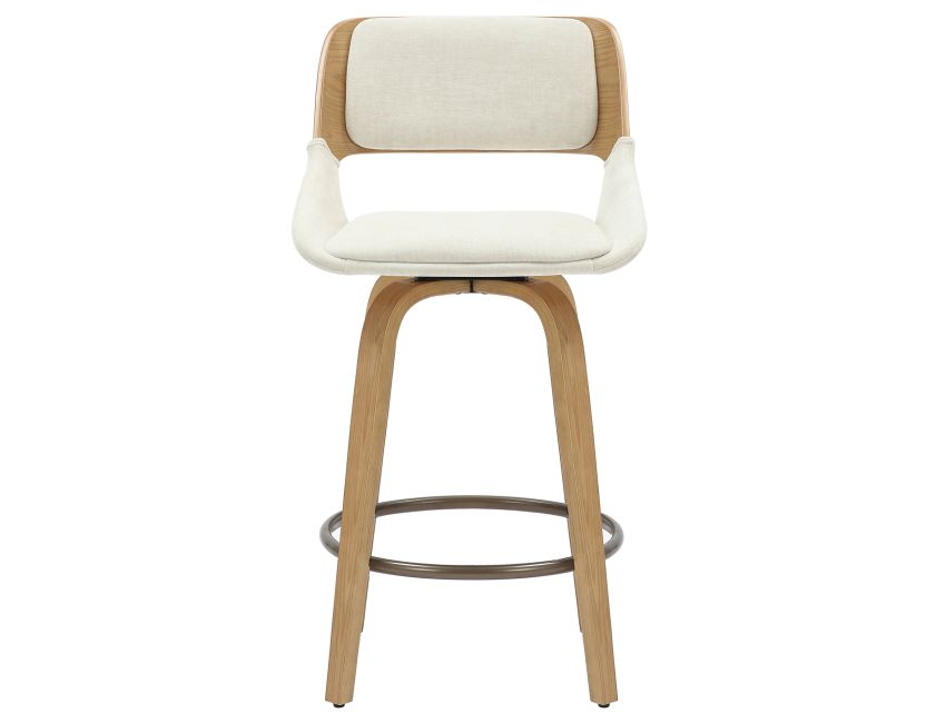 Hudson 26" Counter Stool with Swivel in Beige Fabric and Natural - Image 5