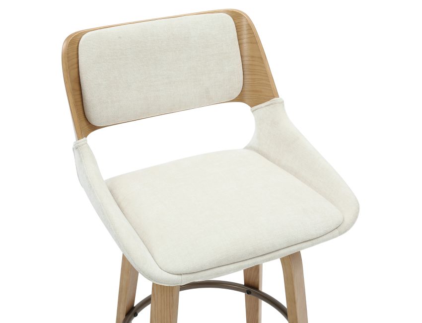 Hudson 26" Counter Stool with Swivel in Beige Fabric and Natural - Image 4