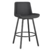 Fern 26" Counter Stool with Swivel, Set of 2 in Vintage Charcoal PU and Black - Furniture Trends