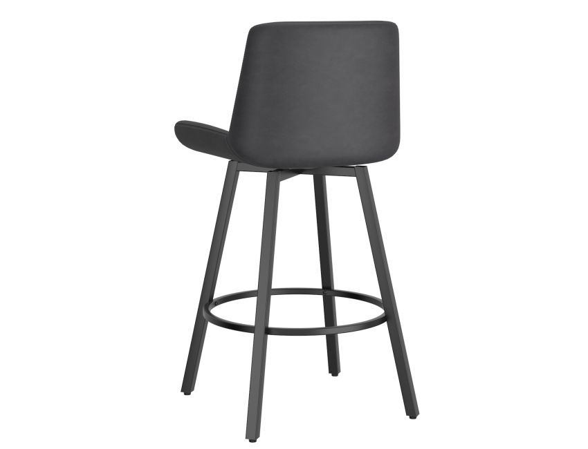 Fern 26" Counter Stool with Swivel, Set of 2 in Vintage Charcoal PU and Black - Image 7