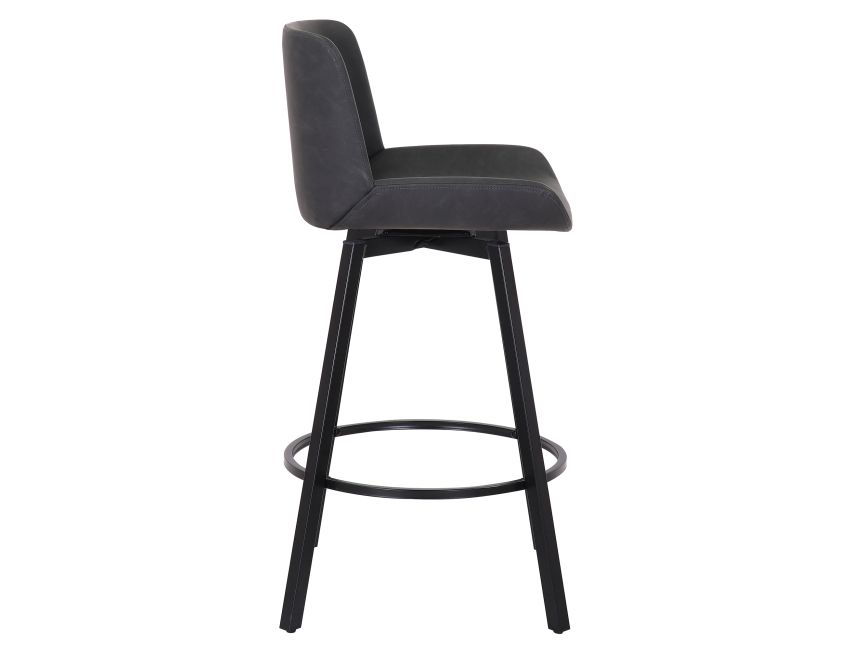 Fern 26" Counter Stool with Swivel, Set of 2 in Vintage Charcoal PU and Black - Image 6