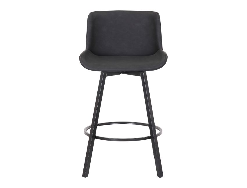Fern 26" Counter Stool with Swivel, Set of 2 in Vintage Charcoal PU and Black - Image 5