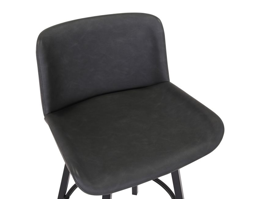 Fern 26" Counter Stool with Swivel, Set of 2 in Vintage Charcoal PU and Black - Image 4