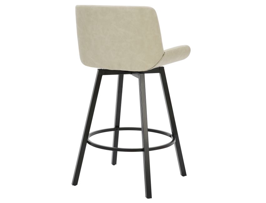 Fern 26" Counter Stool with Swivel, Set of 2 in Vintage Ivory PU and Black - Image 7