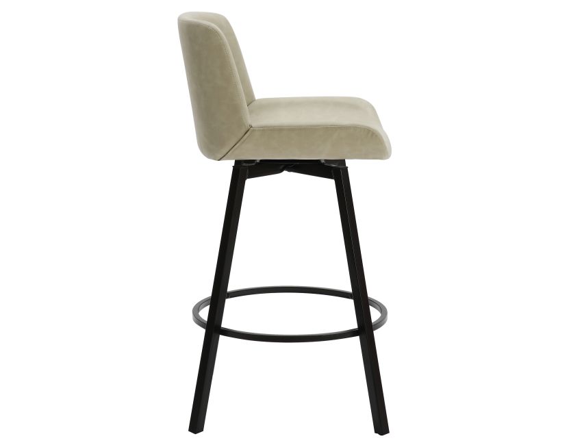 Fern 26" Counter Stool with Swivel, Set of 2 in Vintage Ivory PU and Black - Image 6