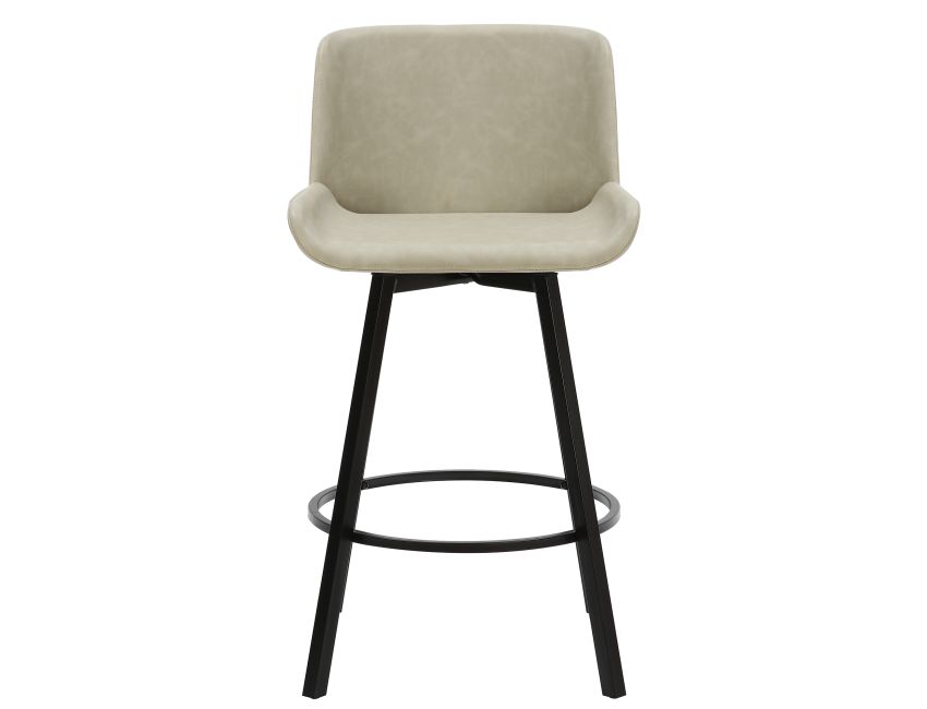 Fern 26" Counter Stool with Swivel, Set of 2 in Vintage Ivory PU and Black - Image 5