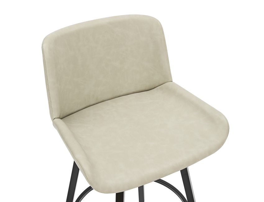 Fern 26" Counter Stool with Swivel, Set of 2 in Vintage Ivory PU and Black - Image 4
