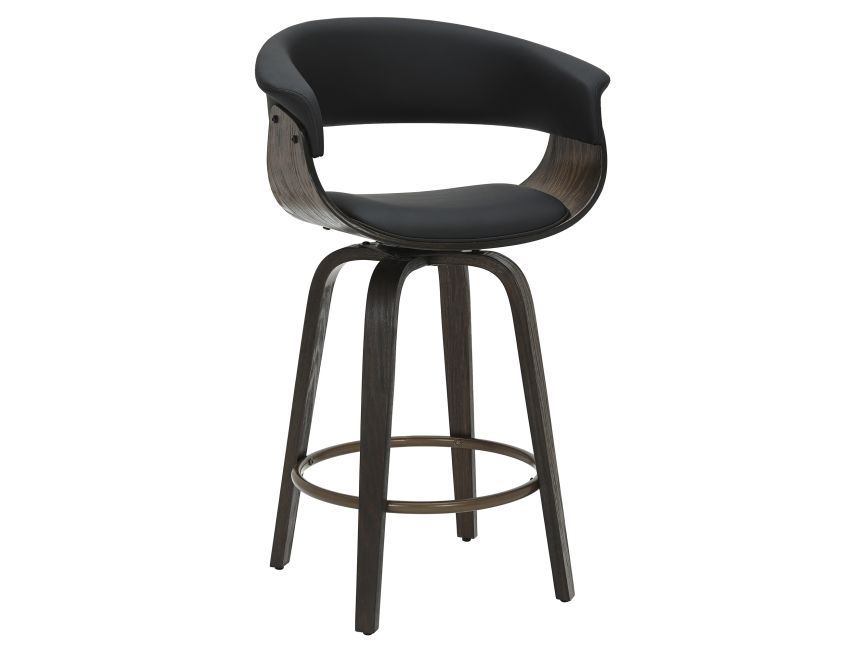 Holt 26" Counter Stool with Swivel, Set of 2 in Black and Walnut