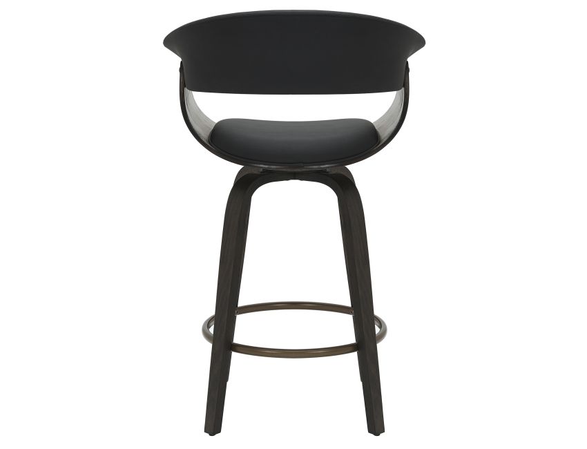Holt 26" Counter Stool with Swivel, Set of 2 in Black and Walnut - Image 7