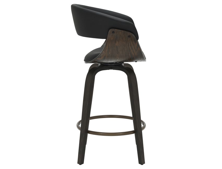 Holt 26" Counter Stool with Swivel, Set of 2 in Black and Walnut - Image 6