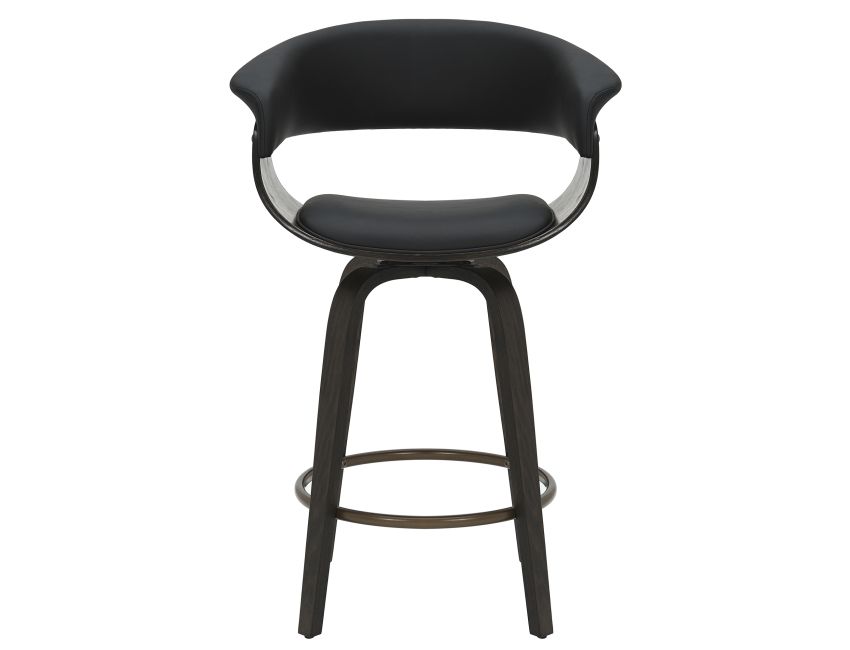 Holt 26" Counter Stool with Swivel, Set of 2 in Black and Walnut - Image 5