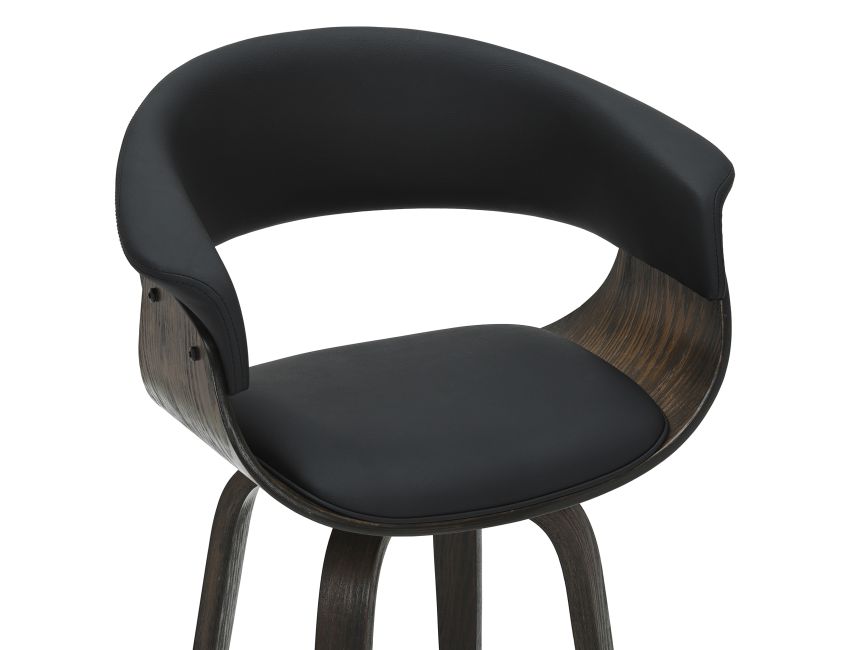 Holt 26" Counter Stool with Swivel, Set of 2 in Black and Walnut - Image 4