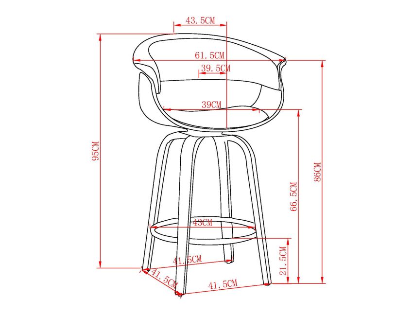 Alternative view of Holt 26" Counter Stool with Swivel, Set of 2 in Black and Walnut