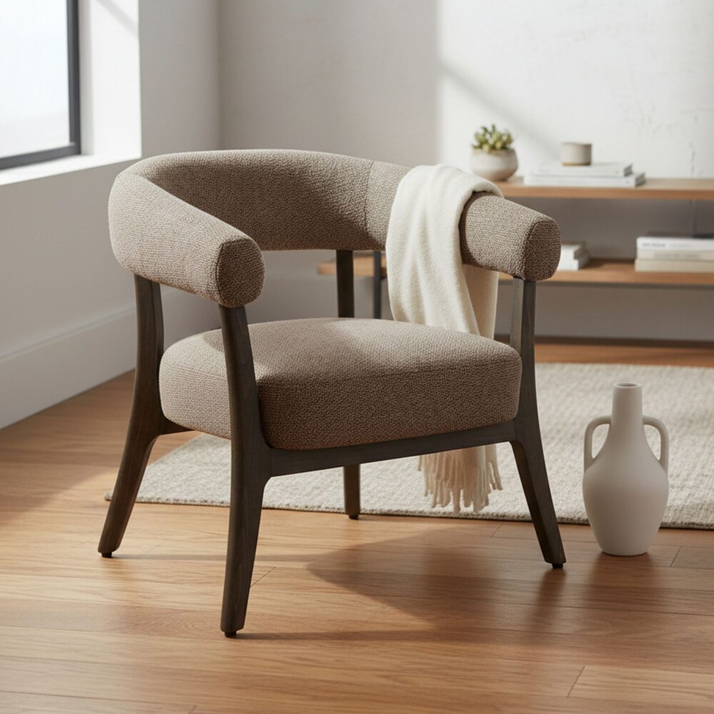 Alternative view of Surin Accent Chair in Brown and Walnut