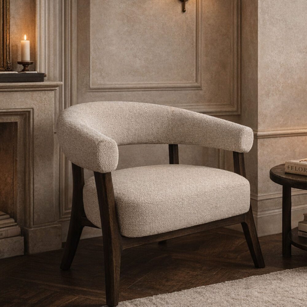 Alternative view of Surin Accent Chair in Oat and Walnut