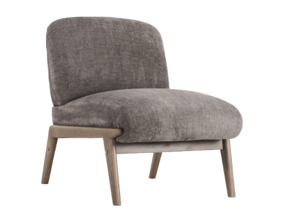 Lisson Accent Chair in Dark Taupe and Walnut