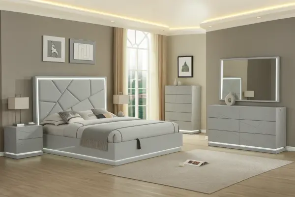 Turner Light Grey Queen Size 6 Piece Bedroom Set