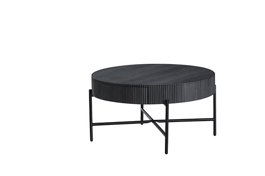 Alternative view of IF-3212 Round Black Coffee Table with Hidden Storage Drawer