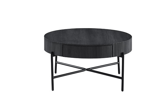IF-3212 Round Black Coffee Table with Hidden Storage Drawer